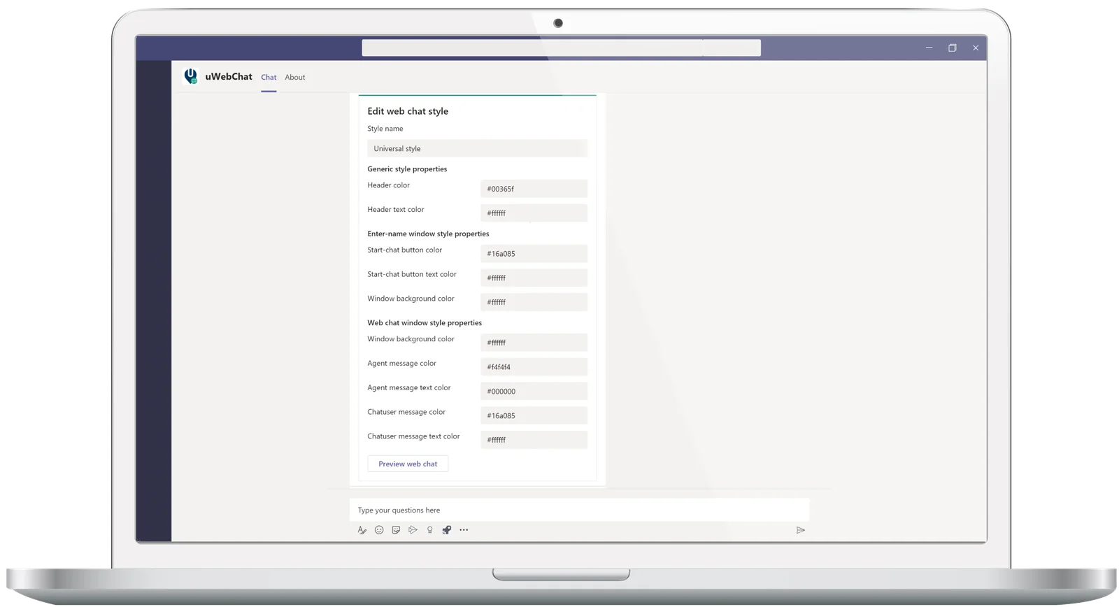 uWebChat i Microsoft Teams