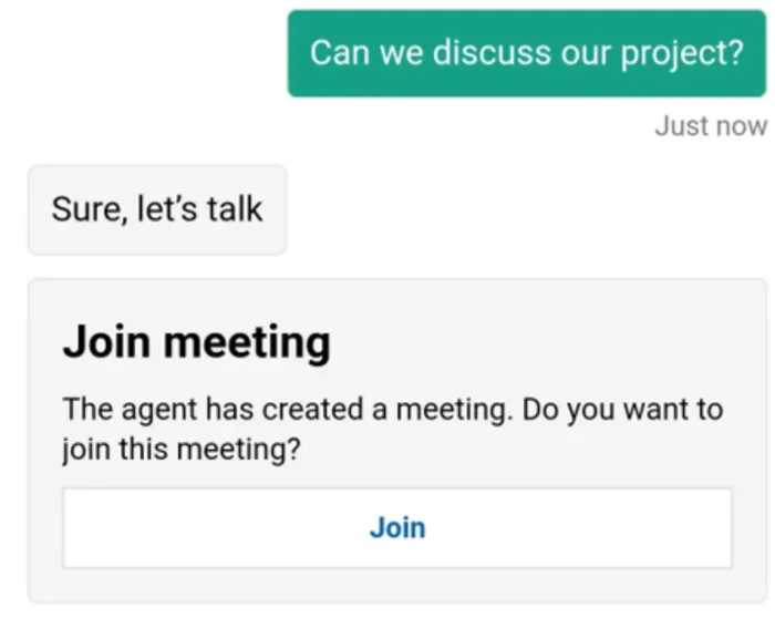 uWebChat-chatvindue med en knap til at deltage i et Teams-opkald