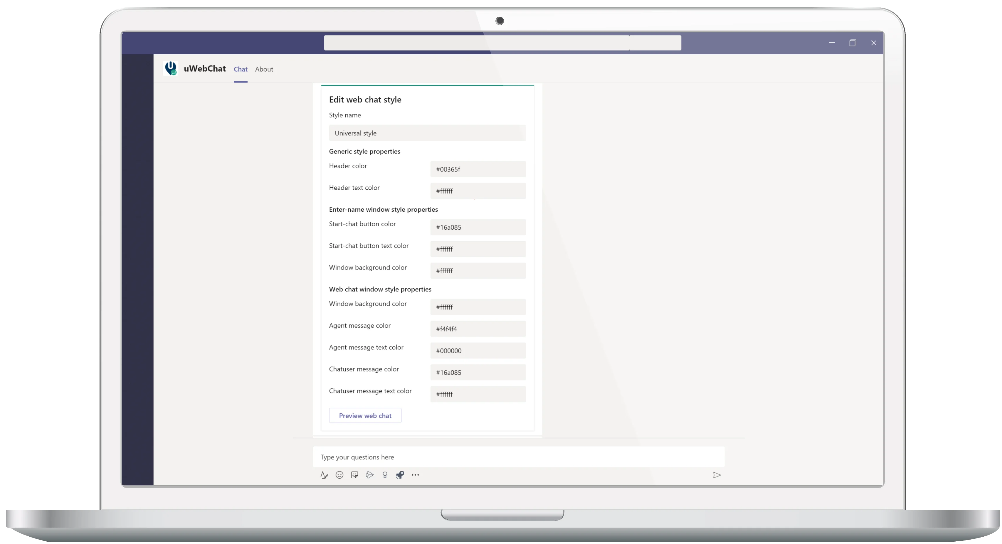 Chat client customization options
