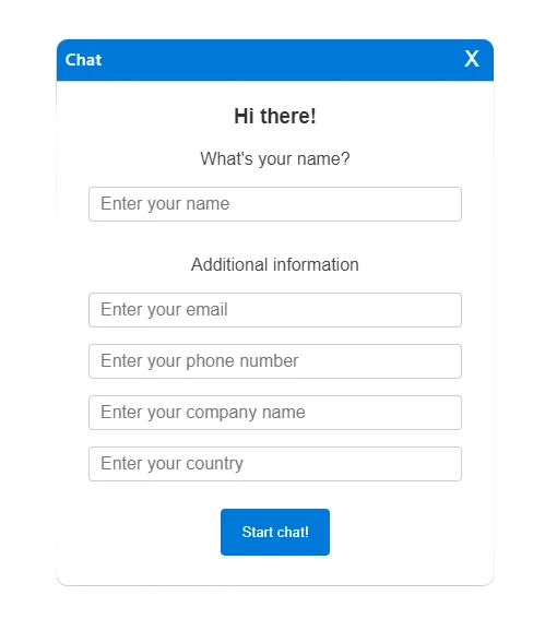 Custom fields in chat window