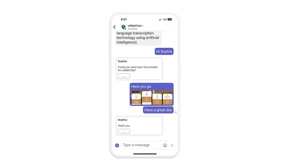 Media sharing in uWebChat