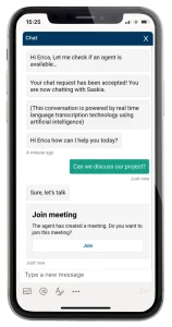 MeetNow video call feature in uWebChat