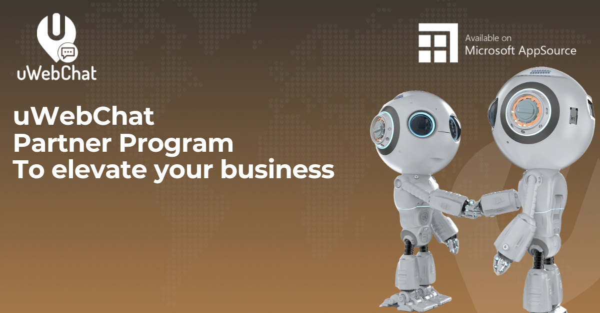 uWebChat Partner Program - Two robots shaking hands